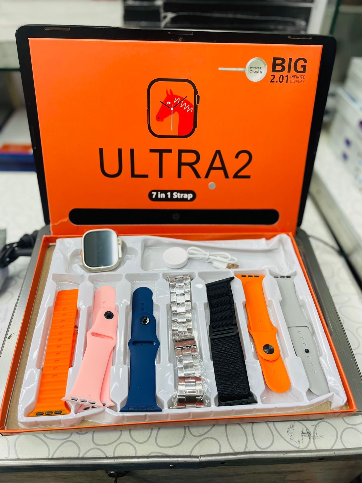 iMounra 2 BIG 2.01 Ultra Smartwatch Random Box | 7 in 1 Strap Multi-Color Bundle | Premium Design & Advanced Features